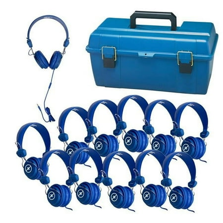 UPC: 0681181625529 | HamiltonBuhl Lab Pack – 12 Blue Favoritz Headsets with In-Line Microphone & TRRS Plug