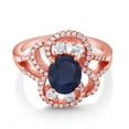 thumbnail image 2 of Gem Stone King 3.02 Ct Oval Blue Sapphire 18K Rose Gold Plated Silver Ring (Size 7), 2 of 3