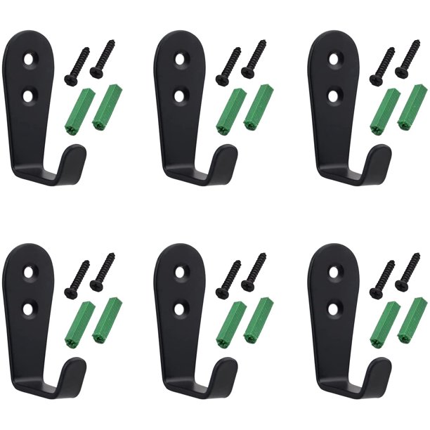 JLSJ 6 Pieces Stainless Steel Wall Hooks with Screws Heavy Duty Wall