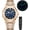 Rose Blue, variant on Mens Stainless Steel Watch, Quartz Analog Watches for Men with Date, Waterproof Luminous Business Dress Wristwatch, Classic Casual Fashion Watch for Men