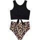 thumbnail image 3 of Conjunto de tankini con nudo para mujer, cintura alta fruncida, 2 piezas, bonitos trajes de baño, 3 of 7