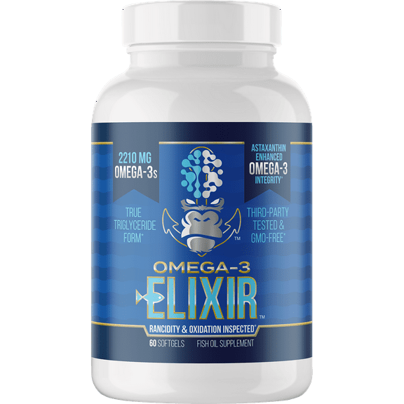Gorilla Mind Omega-3 Elixir Premium Fish Oil with EPA and DHA, 60 Softgels