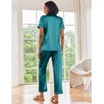 thumbnail image 4 of Ekouaer Silk Satin Pajamas Set Women Short Sleeve Sleepwear Soft Button Down Loungewear Pjs Set, 4 of 6