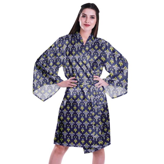 Moomaya Printed Womens Kimono Sleeve Robes Satin Silk Getting Ready Bridal Robe Coverup