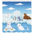 thumbnail image 3 of Ambesonne Animal Shower Curtain, Polar Bears Seal Penguins, 69"Wx84"L, Sky Blue and White, 3 of 3