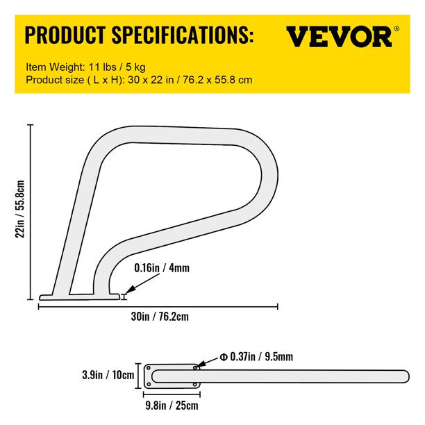 VEVOR Pool Rail 30x22 Pool Railing 304 Stainless Steel 250lbs Load