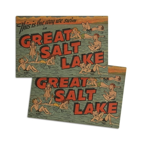 

The Way We Swim in Great Salt Lake Utah (4x6 Birch Wood Postcards 2-Pack Stationary Rustic Home Wall Decor)