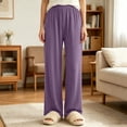 thumbnail image 7 of SHTXOZHI Breathable Pants for Girls Elastic Waist Loose Lightweight Loungewear Soft Solid Color Wide Leg Pants, 7 of 7