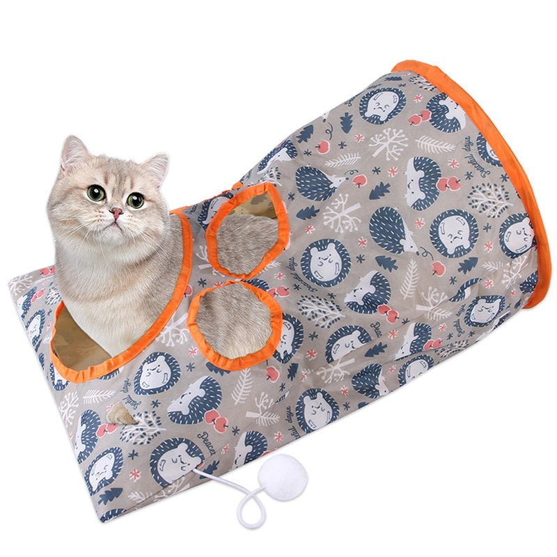 LEEYNEER Cat Cave Tunnel Crinkle  Funny Kitten Play Toy Cat Sleeping Bag with Mouse Toy