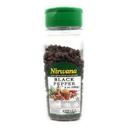 WHOLE BLACK PEPPER 8 OZ JAR BY NIRWANA