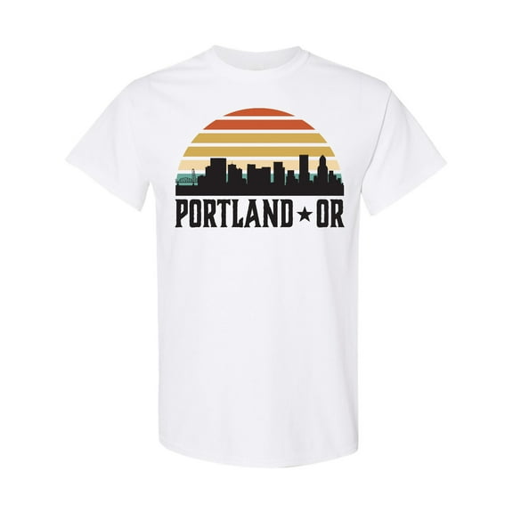 Inktastic Portland Oregon Skyline Retro Sunset T-Shirt