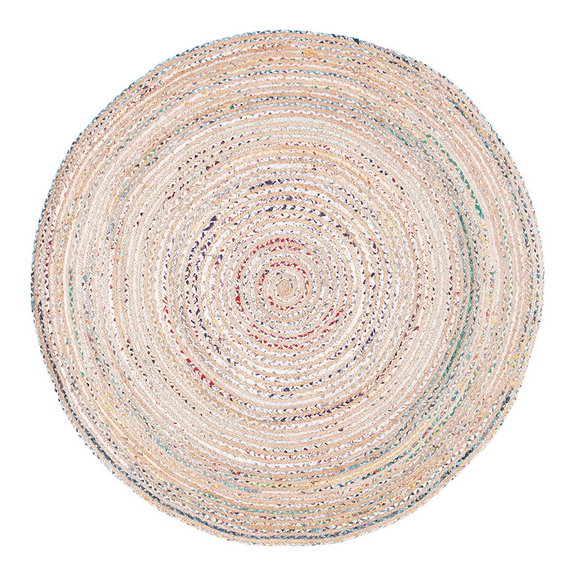 Jaipur Art And Craft Indian 60x60 CM (2 x 2 Square feet)(23.40 x 23.40 Inch)Multicolor Round Jute AreaRug Carpet throw