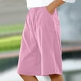 thumbnail image 2 of snilers Linen Shorts for Women High Waited Knee Length Summer Beach Dressy Casual Shorts Wide Leg with Pocket, 2 of 6