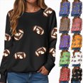 thumbnail image 3 of Towmus Football Sweatshirt For Women Rugby Graphic Print Sunday Casual Long Sleeve Crewneck Fall Pullover, 3 of 6