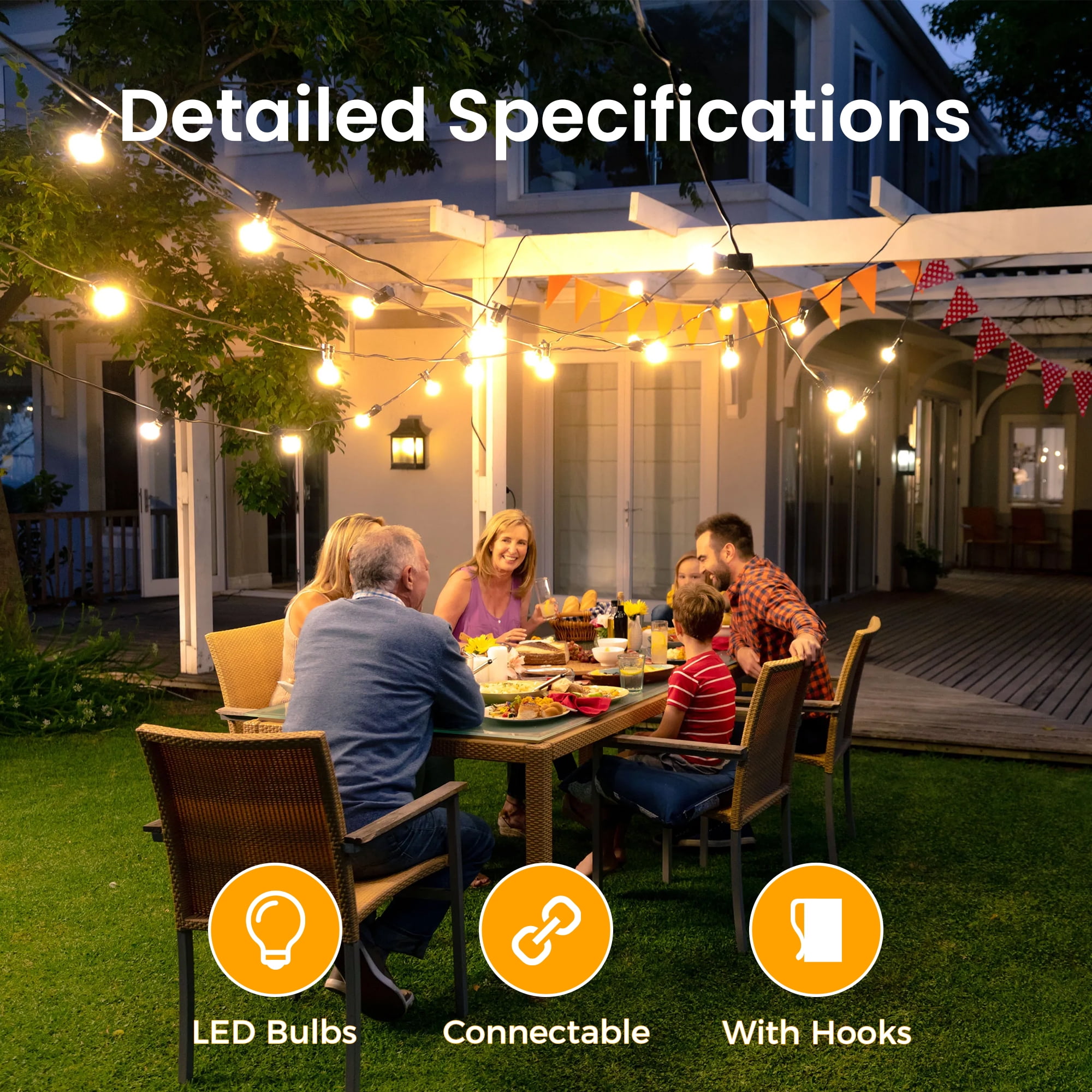 DAYBETTER 100FT Outdoor String Lights, Waterproof Patio Lights with 24+1 Hanging Lights S11 Bulbs, Shatterproof for Backyard Gazebo Porch Garden Outside Decor