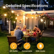 DAYBETTER 100FT Outdoor String Lights, Waterproof Patio Lights with 24+1 Hanging Lights S11 Bulbs, Shatterproof for Backyard Gazebo Porch Garden Outside Decor