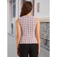 thumbnail image 3 of DARING DIVA Women's Tweed Elegant Crew Neck Business Vest Tops S Pink White, 3 of 7