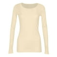 thumbnail image 3 of LISTHA Long Sleeve Ribbed Shirt Women Fall Basic Scoop Neck T-Shirts Slim Fitted Trendy Stretch Tops Beige 3XL, 3 of 6