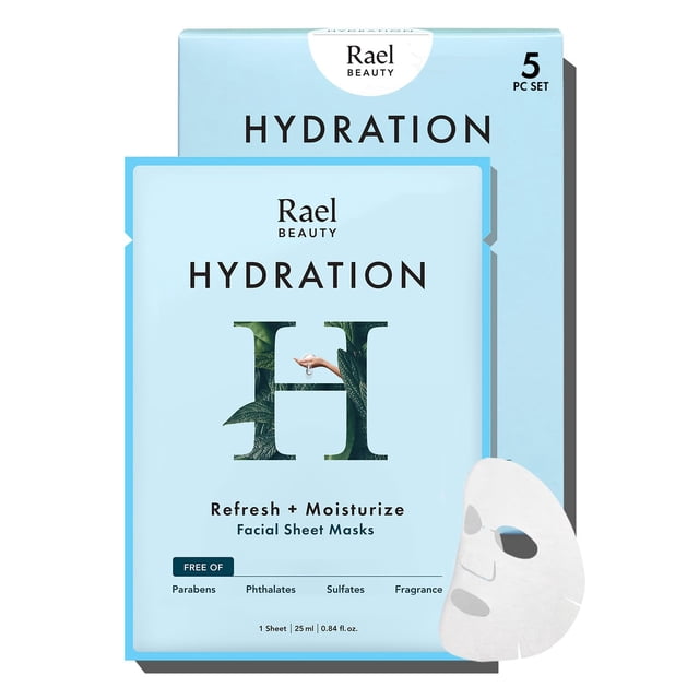 Mascarilla facial de bambú hidratante Rael, 5 hojas