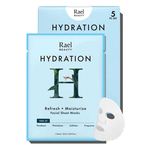 Mascarilla facial de bambú hidratante Rael, 5 hojas
