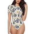 thumbnail image 2 of Picia Snake Womens One Piece Swimsuits Modest Tummy Control Bathing Suits Lace Up Slimming Swim Suit-Medium, 2 of 9