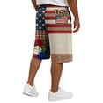 thumbnail image 3 of Iaqnaocc 4th Of July Sweatpants for Men Independence Day American Flag Floral Print Mens Shorts Casual Drawstring Loose Fit Lightweight Elastic Waist Beach Shorts for Men With Pockets Blue 2XL, 3 of 6