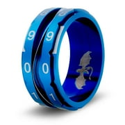 CritSuccess Clicking Life Counter Ring (Size 9 - Stainless Steel - Blue)