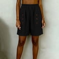 thumbnail image 2 of Bermuda Shorts for Women Plus Size Fashion Summer Casual Elastic Waist Shorts with Pockets Black S, 2 of 6
