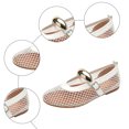 thumbnail image 5 of Rokment Womens Buckles Fishnet Ballet Flat Mary Jane Slip on Dressy Shoes Summer Fall Fashion Retro Mesh Closed Toe Comfortable Walking No Heel Mules Loafers Sandals White Size 7.5, 5 of 6
