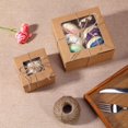 thumbnail image 4 of Caja De Panadería Marrón De 50 Piezas Y Cuerda De 150 M Con Vitrina De Papel Cajas De Embalaje De Regalo De Cartón Para Pasteles, Galletas, Pasteles Pequeños, Pie, Cupc. Afortunado Sencillez, 4 of 5