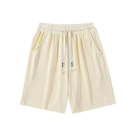 PNTUTB Men's Fashion Solid Color Lightweight Breathable Stretch Waistband Drawstring Pocket Relaxed Shorts