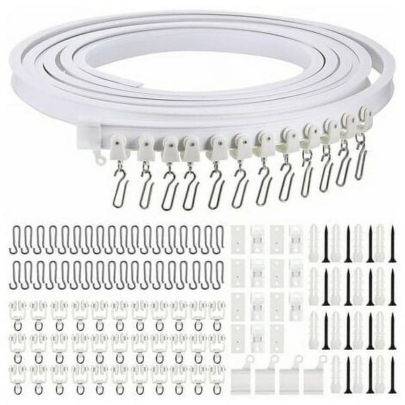 5 Meter Foldable Ceiling Curved Curtain Track Flexible Curved Curtain Track Soft Curtain Track for Curtain Track with Metal Curtain Hooks, Room Divider for Curtains