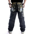 thumbnail image 5 of Ruiatoo Baggy Jeans for Men Classic Relaxed Fit Vintage Hip Hop Skateboard Pants with Embroidery 020 Black Size 44, 5 of 5