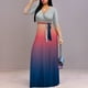 thumbnail image 5 of Vestido largo rosa Patty con cuello en V degradado, mangas 3/4, cinturón, 3XL, 5 of 6