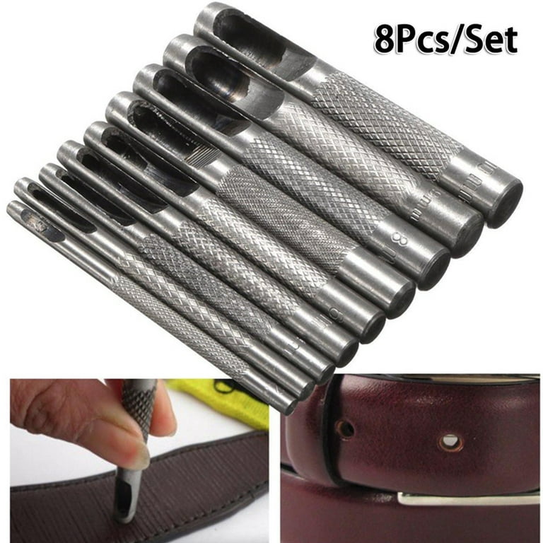 8 Pcs Set Hollow Punch Leather Hole Punch Set Puncher Tool Hand