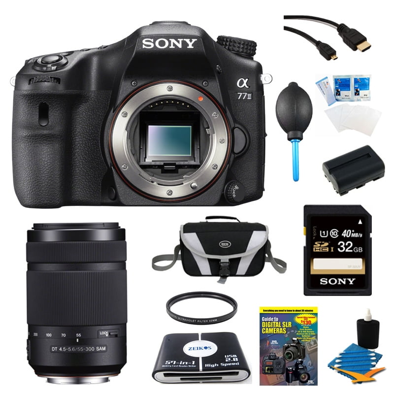 Dispuesto papa vida Sony A77II ILC-A77M2 A77M2 a77 II Digital SLR Camera - Body Only Bundle  Includes camera, Sony 55-300 Lens, 32GB SDHC Memory Card, NP-FM500 Camera  Battery, 57-in-1 Memory Card Reader, and More -