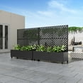 thumbnail image 2 of 47"x47" Metal Black Rectangle Pots and Planter Raised Box with Trellis for Vine Climbing Plants, 2 of 6