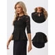 thumbnail image 2 of Top con Encaje para Mujer Peplum Blusa Elegante de Manga 3/4 Negro XS, 2 of 5