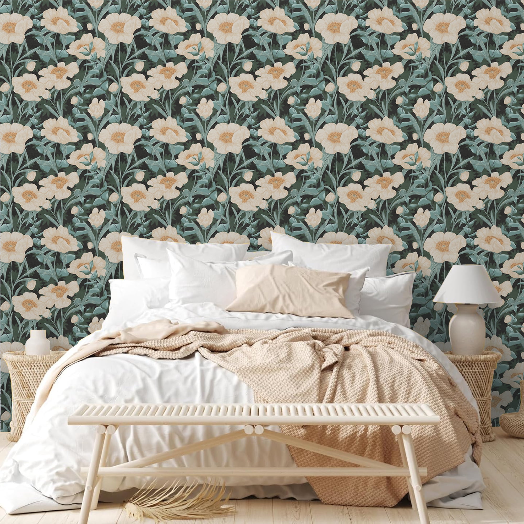 Abyssaly Floral Peel and Stick Wallpaper 17.5-in x 118-in Self-Adhesive Removable Wallpaper