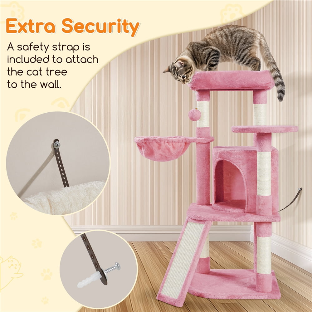 Yaheetech 42inch Cat Tree with Condo Basket Perch Platform, Pink