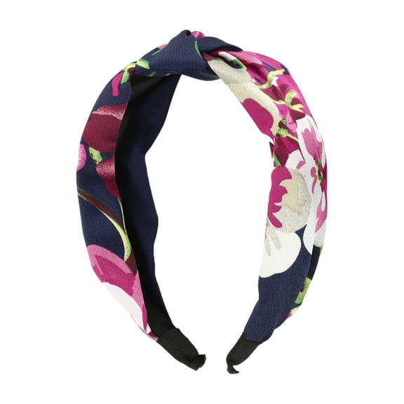 1 Pc Elegant Knotted Printed Wide Hairband for Women for Girls 6.50"x4.92" Navy Blue