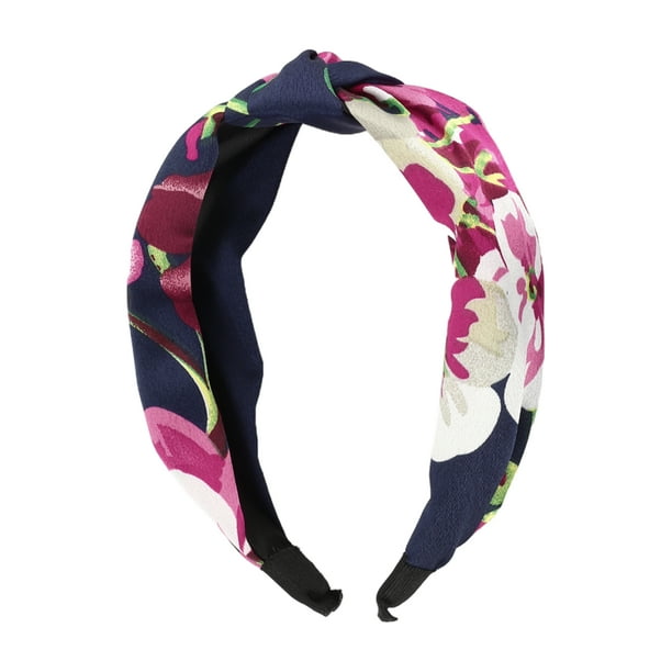 1 Pc Banda de Pelo Ancha Impresa Elegante con Nudos para Mujeres y Niñas 6.50"x4.92" Azul Marino