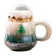 thumbnail image 2 of Fiudx Ofertas y liquidaciones Taza de cerámica navideña con degradado perlado en rojo y verde, taza festiva con tapa, 500 ml, como regalo de Navidad para familiares, socios y compañeros de trabajo, 2 of 6