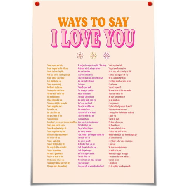 HAHDAXIA Trendy Pink Canvas Wall Art Ways To Say I Love You Preppy Y2k Decor Aesthetic Poster Mid Century Modern Preppy Print Painting Funky Girl For Home Bedroom Dorm Apartment Decor 12x16in