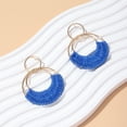 thumbnail image 6 of Opolski 1 Pair Raffia Drop Hoop Earrings Geometric Ring Summer Bohemian Beach Vacation Party Straw Woven Stud Dangle Earrings, 6 of 8