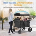 thumbnail image 5 of Stroller Wagon for 4 Kids, 4 Seater Wagon Stroller Featuring 4 High Seat with 5-Point Harnesses and Adjustable Canopy, Foldable Double Push Bar Wagon Stroller 4 Seater for Garden, Camping, 5 of 7