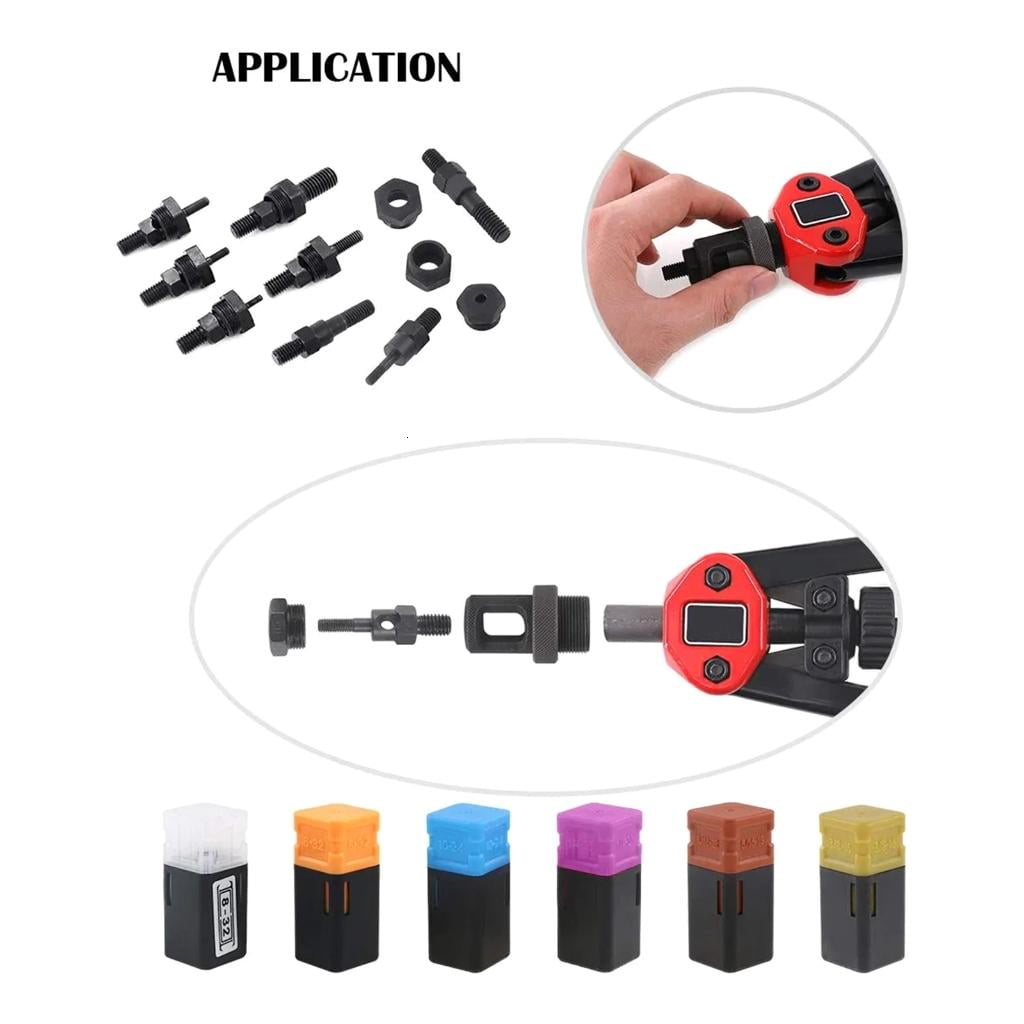 lanema 6PCS Rivet Nut Mandrel and Nose Piece Riveter Tip Spare Part 6-32 8-32 10-24 1/4-20 5/16-18 3/8-16 Assorted