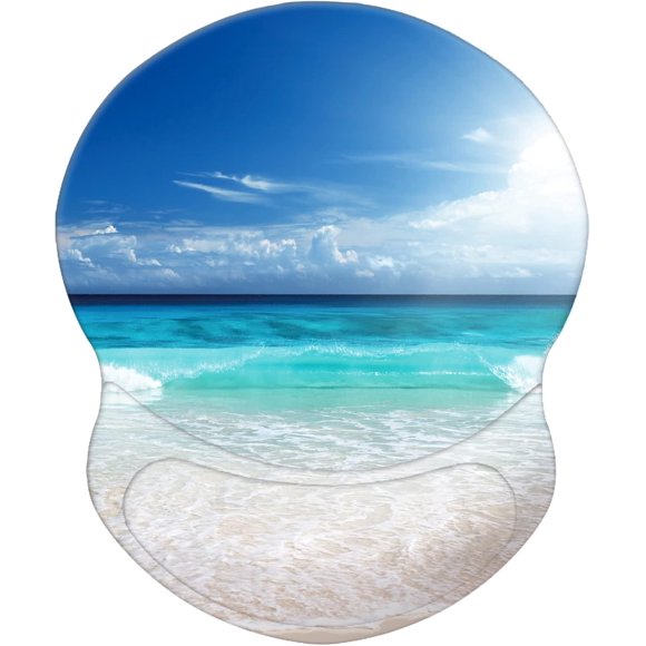 ERDS-Mouse Pad with Support, Pain Relief Ergonomic Mouse Pad, Comfortable Durable Computer Mouse Pad Wrist Rest with Non-Slip PU Base for Home Office Working Studying (Beach 02)