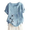 thumbnail image 3 of JUNWELL Femmes Tops Dégagement Mode Femmes Été en Vrac Imprimé Rond T-Shirt Manches Courtes Blouse Décontractée Tops, 3 of 3