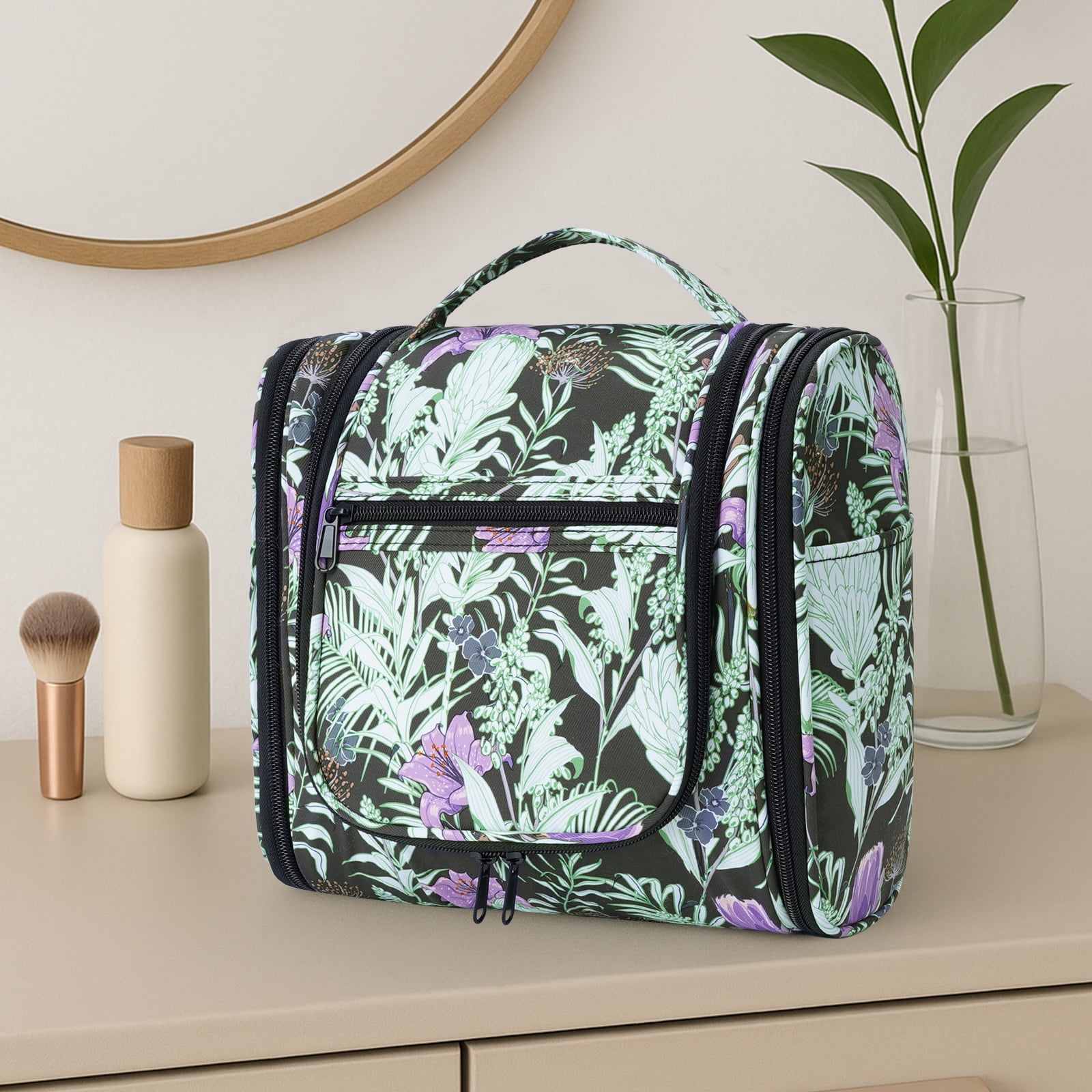 Narwey Large Hanging Toiletry Bag with Hook Makeup Cosmetic Organizer with Multiple Compartments Foldable for Men Women Travel Essentials